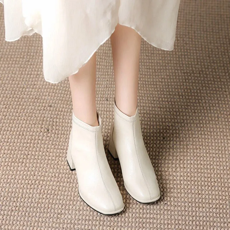 Square Toe Thick Heel Boots